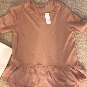 LOFT Blush Pink Ruffle Hem Tee BRAND NEW (S)